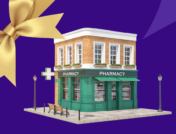 Image of a pharmacy and a holiday bow