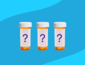 Three prescription bottles with question marks on them: Tizanidine alternatives