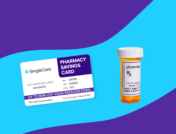 Rx savings card next to pill bottle: lacosamide without insurance