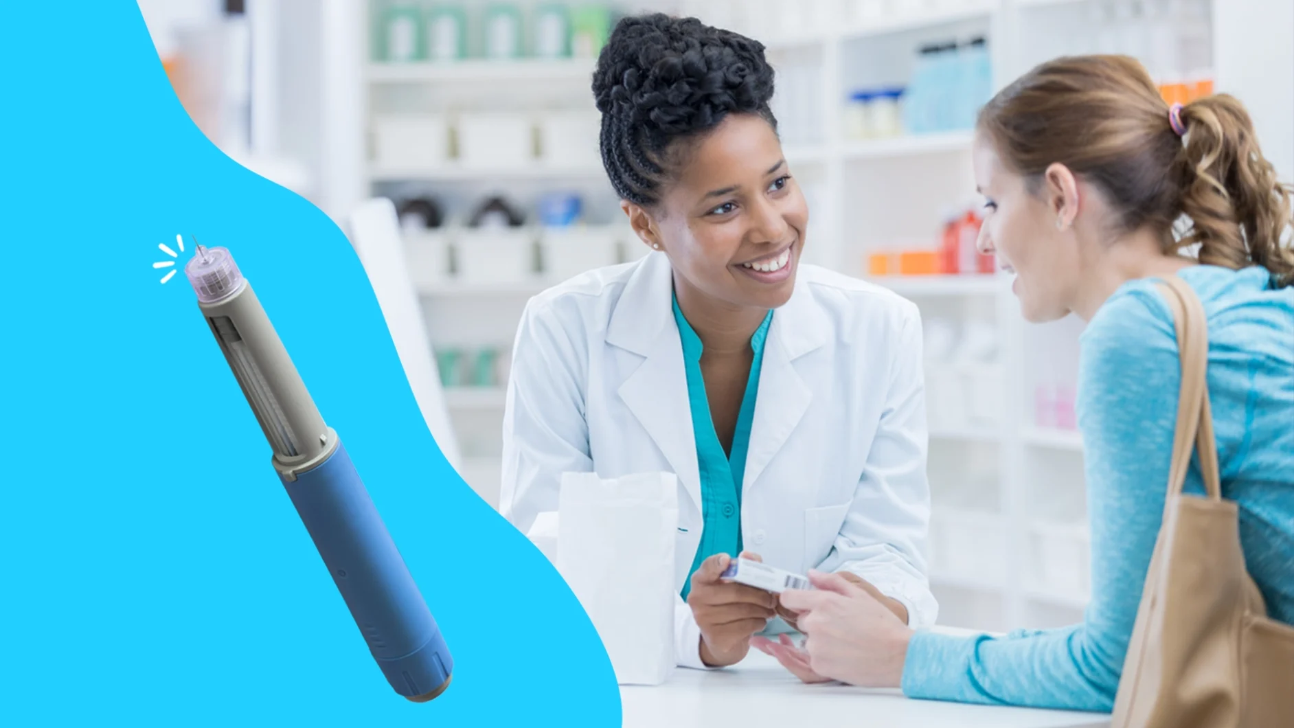 Pharmacist talking to a patient - GLP-1 adherance