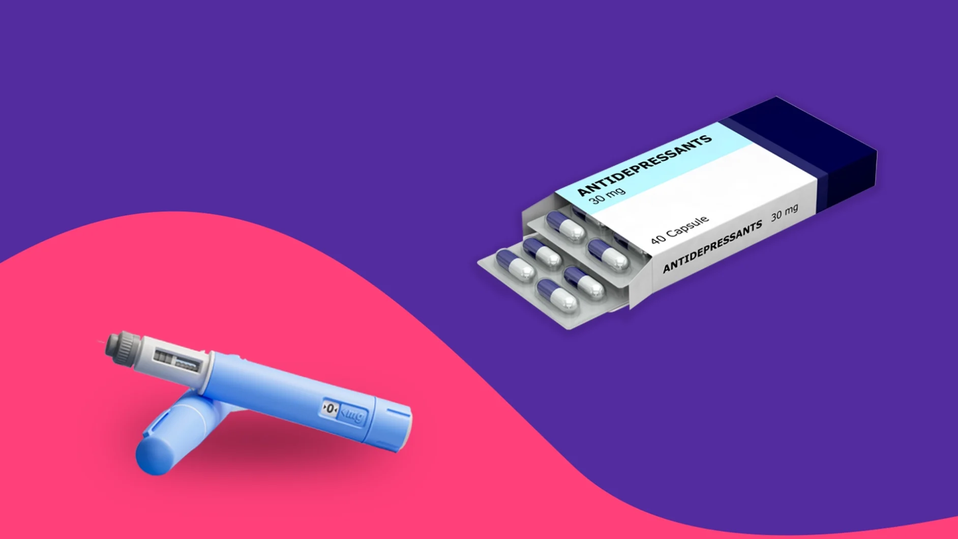 Ozempic pen next to tablets - Ozempic and antidepressants