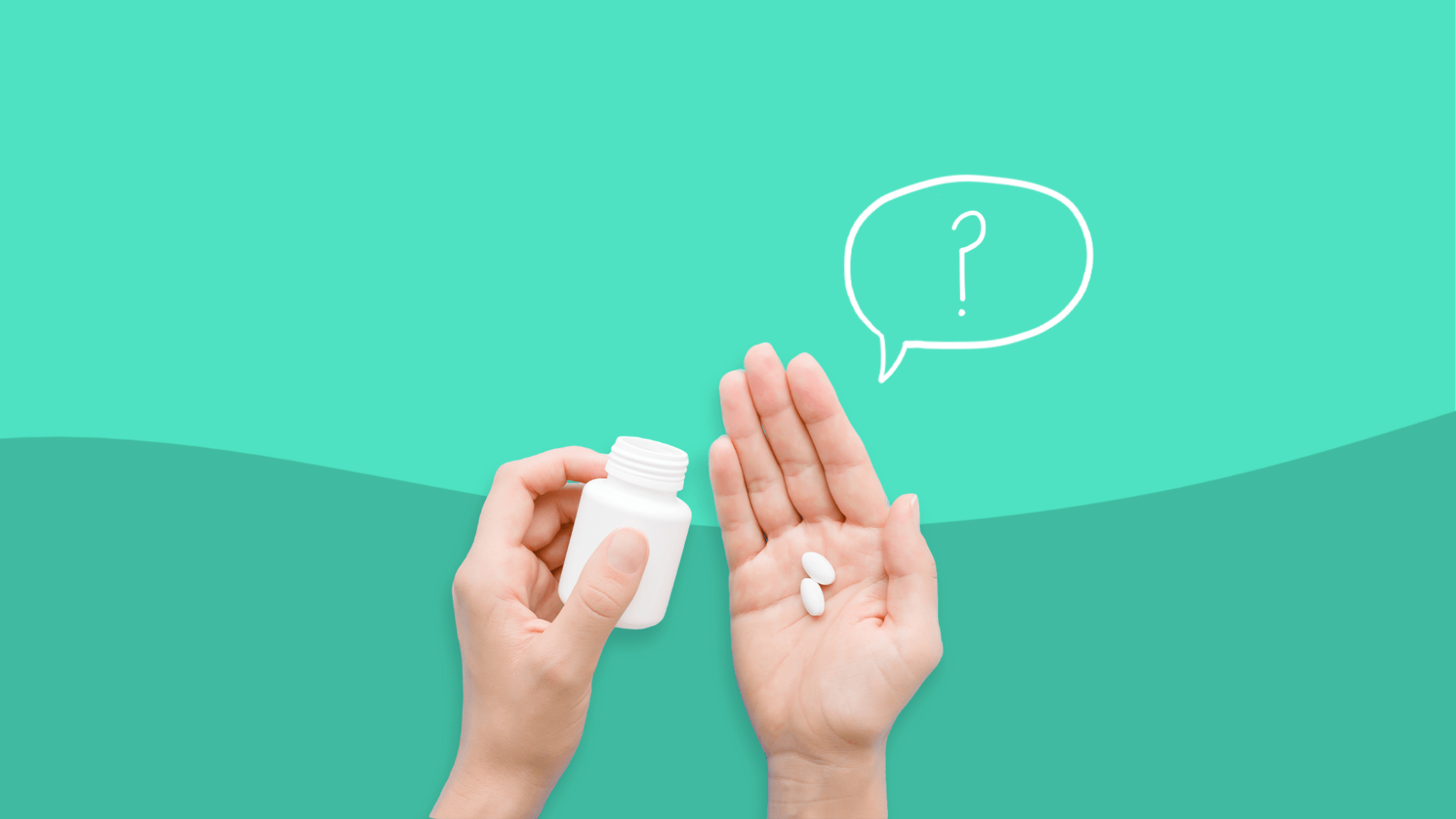 Hand holding pill bottle with bubble of question mark: Thiamine side effects and how to avoid them