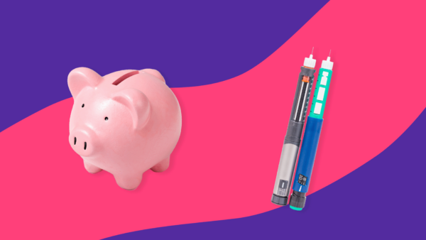 A piggy bank and two autoinjector pens: Saxenda savings tips