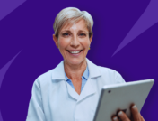 A pharmacist with a tablet