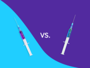 Two insulin syringes: Novolin vs. NovoLog