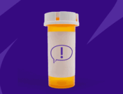 A pill bottle with an exclamation mark on it: Trintellix side effects when starting