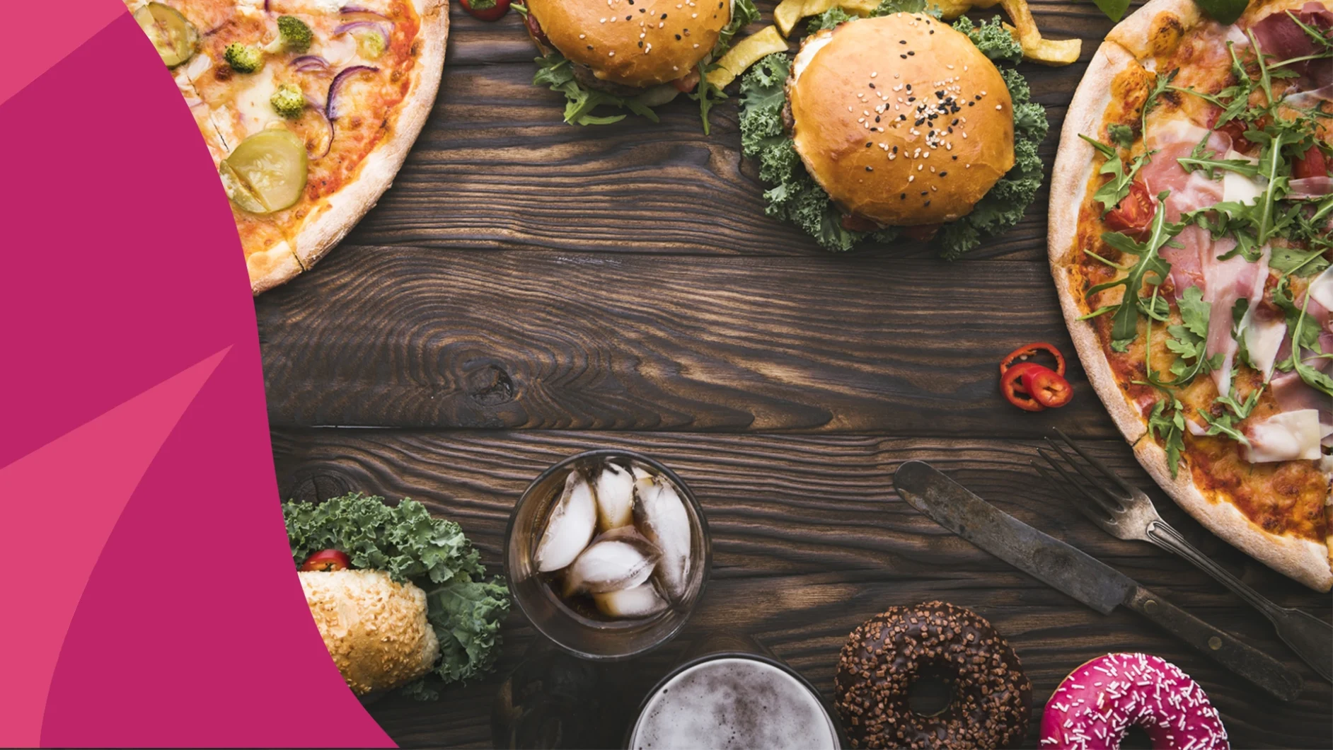 An image of pizza, doughnuts, and other blood clotting foods to avoid