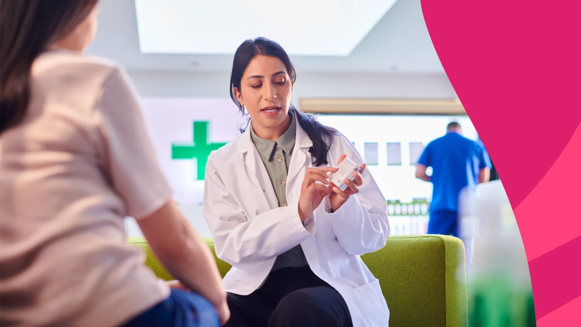 pharmacist counseling a patient - food poisoning