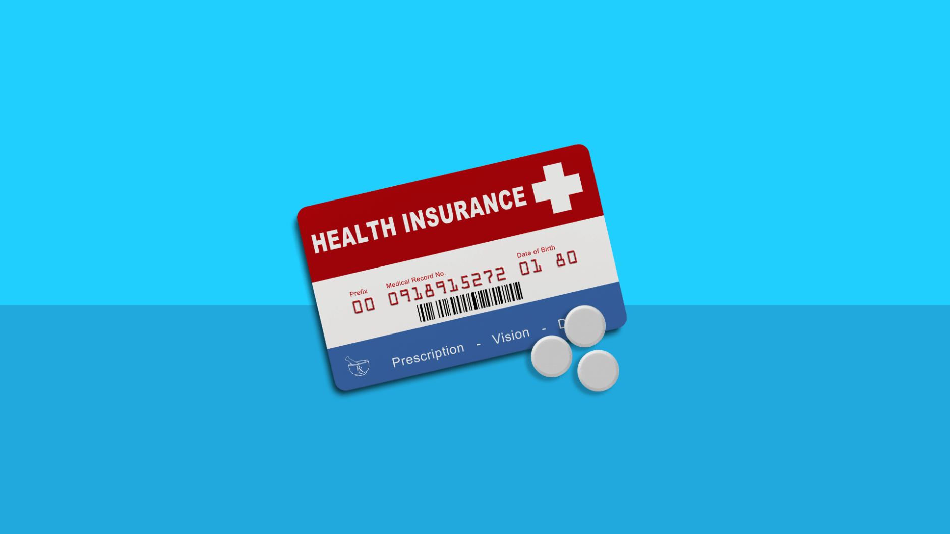A health insurance card and three round tablets: What to do if your insurance stopped covering Vyvanse