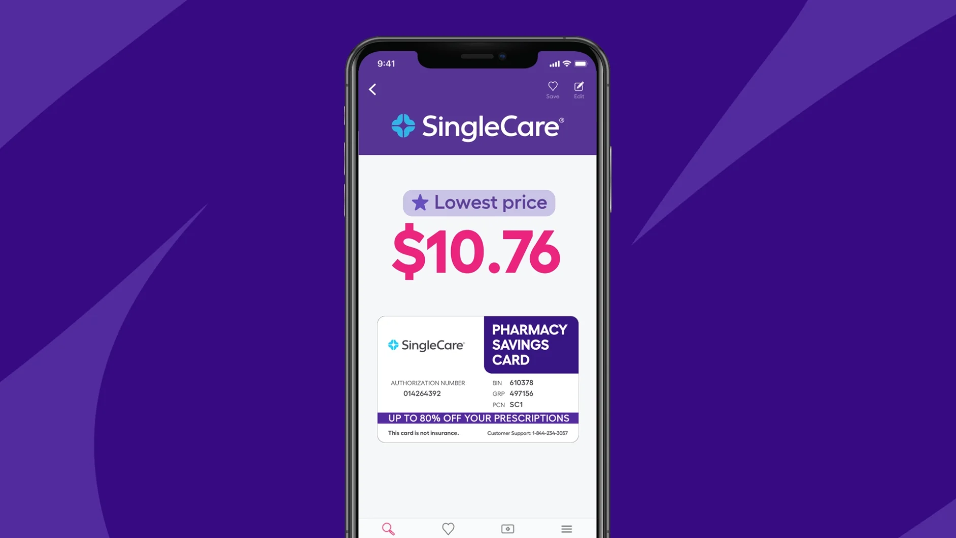 How do I get a SingleCare card? | An image of the app with savings