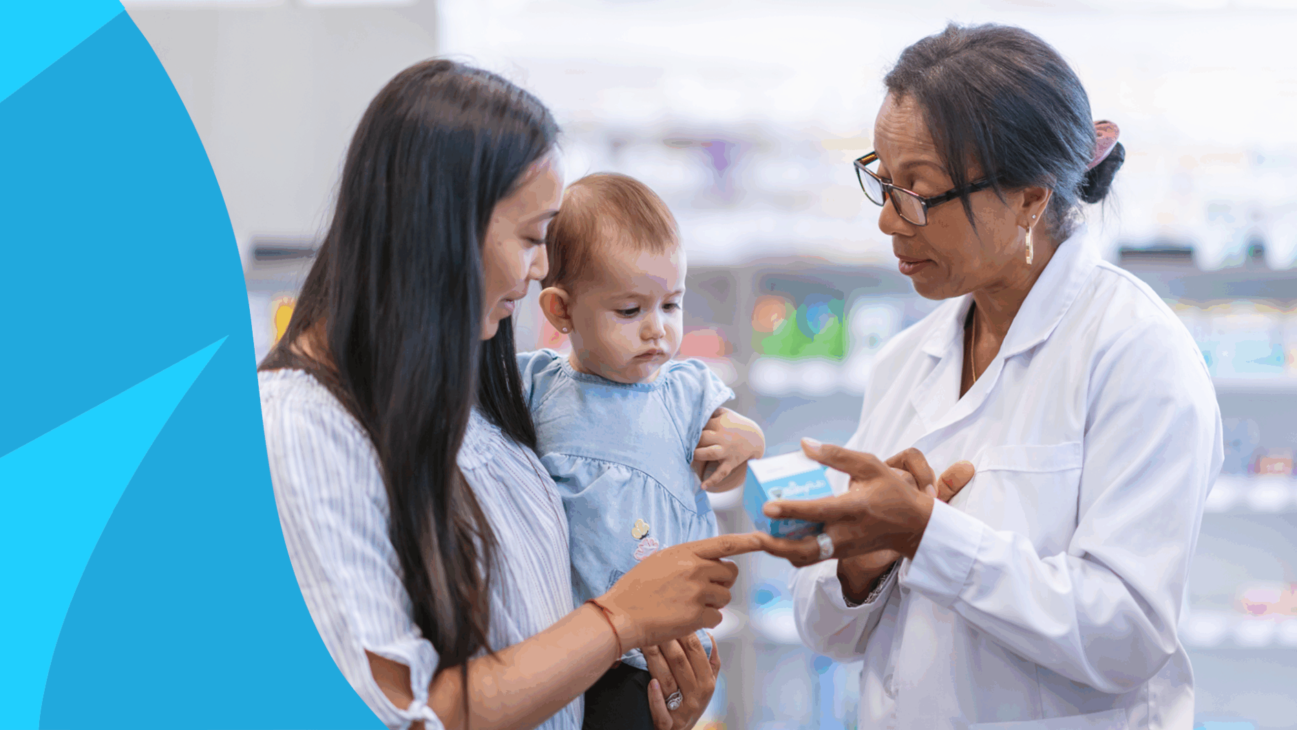 Patient with a baby consulting a pharmacist - Wellbutrin breastfeeding