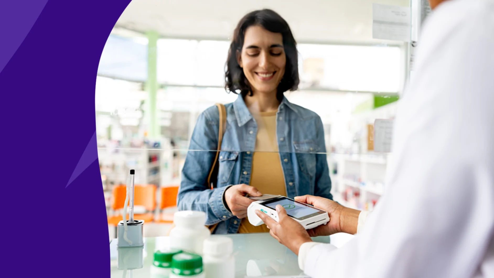 Person picking up a prescription at the pharmacy - singlecare price