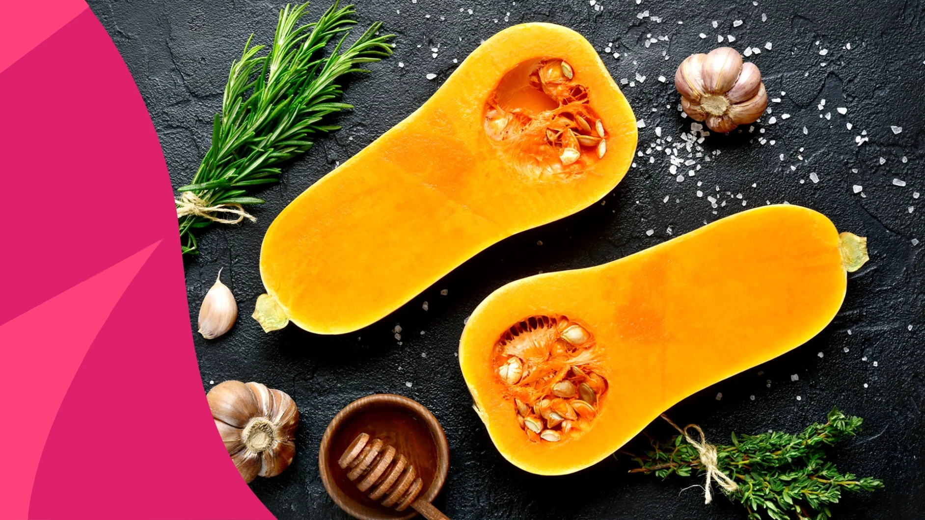 Image of a butternut squash cut in half - butternut squash benefits