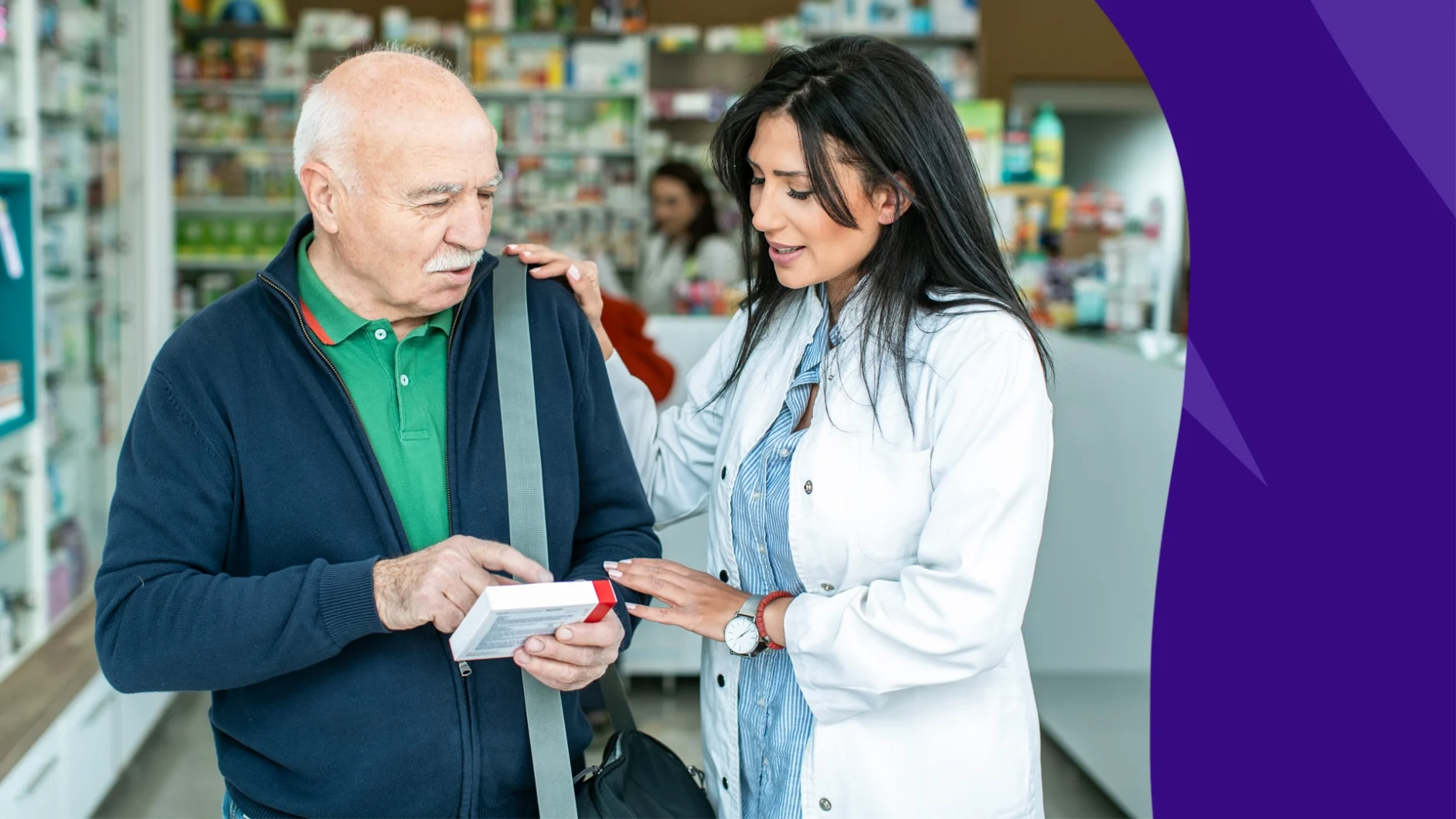 Image of a pharmacist with an older adult - carvedilol side effects in elderly