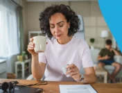 Person drinking a cup of coffee - sudafed and caffeine