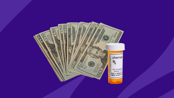 100 dollar bills next to Rx pill bottle: Xiidra savings
