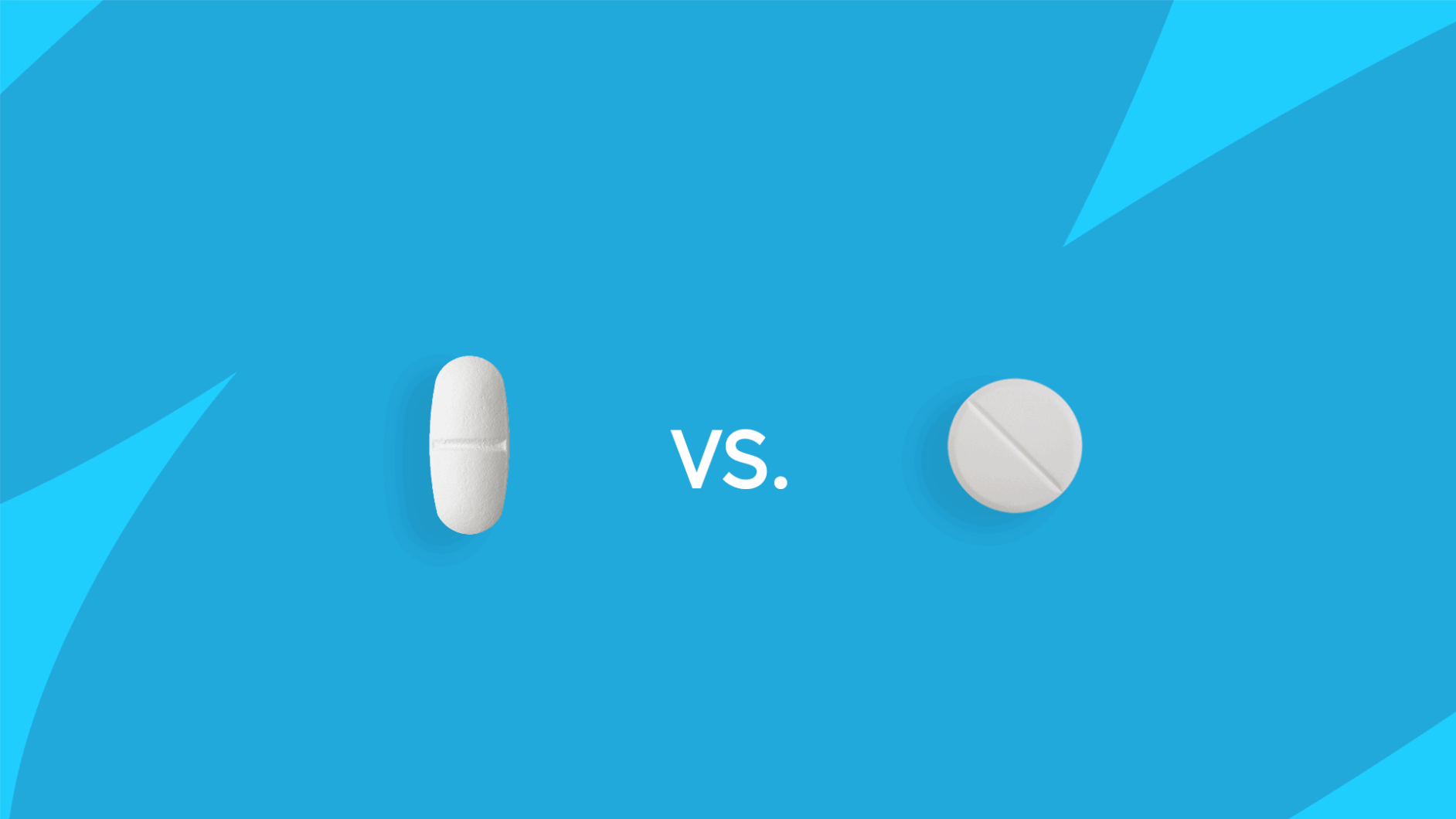 An oval pill and a round pill with "vs." between them: Buspirone vs. bupropion: Differences and similarities explained
