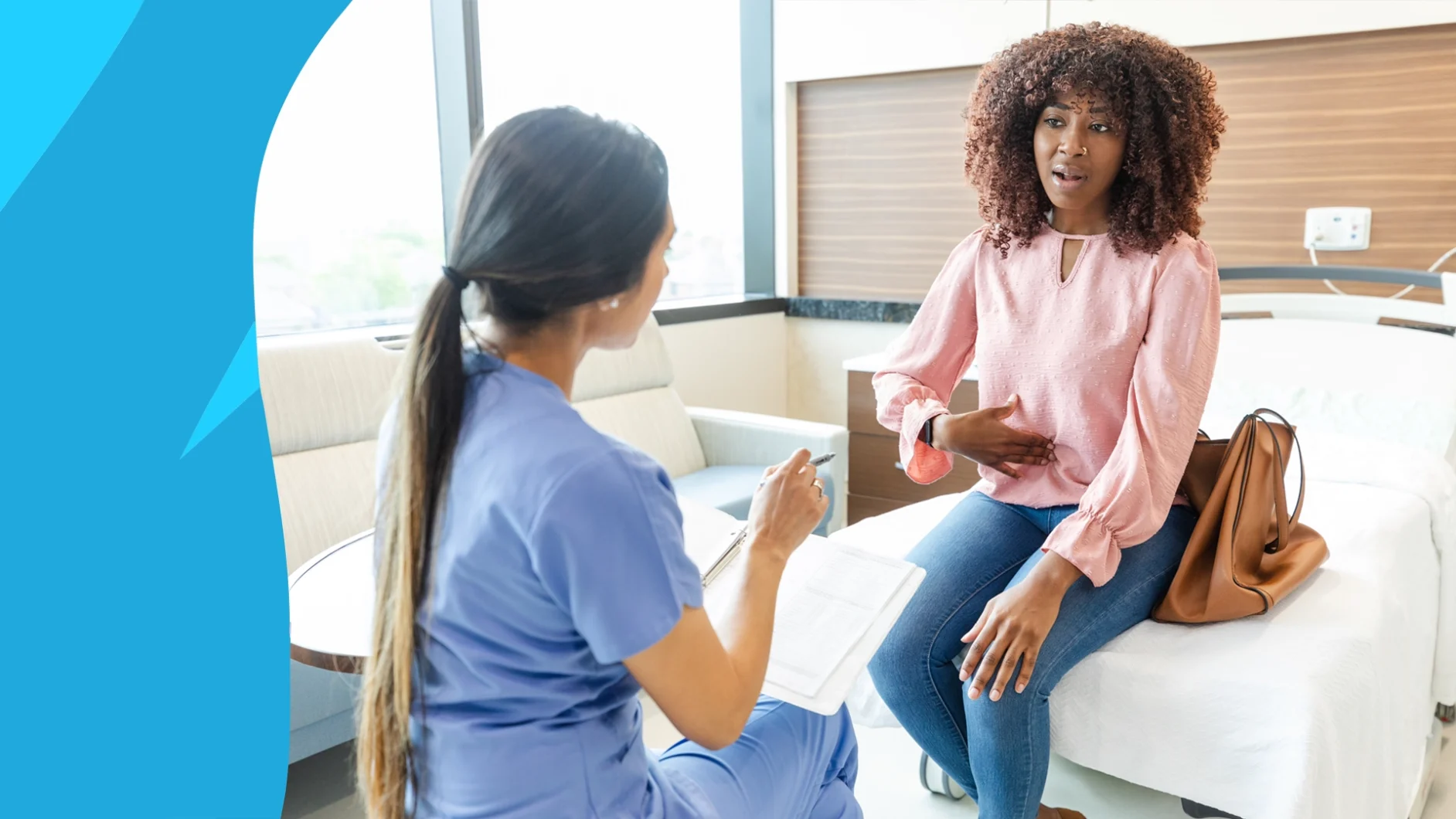 Person sitting down speaking with a provider about amitriptyline for IBS