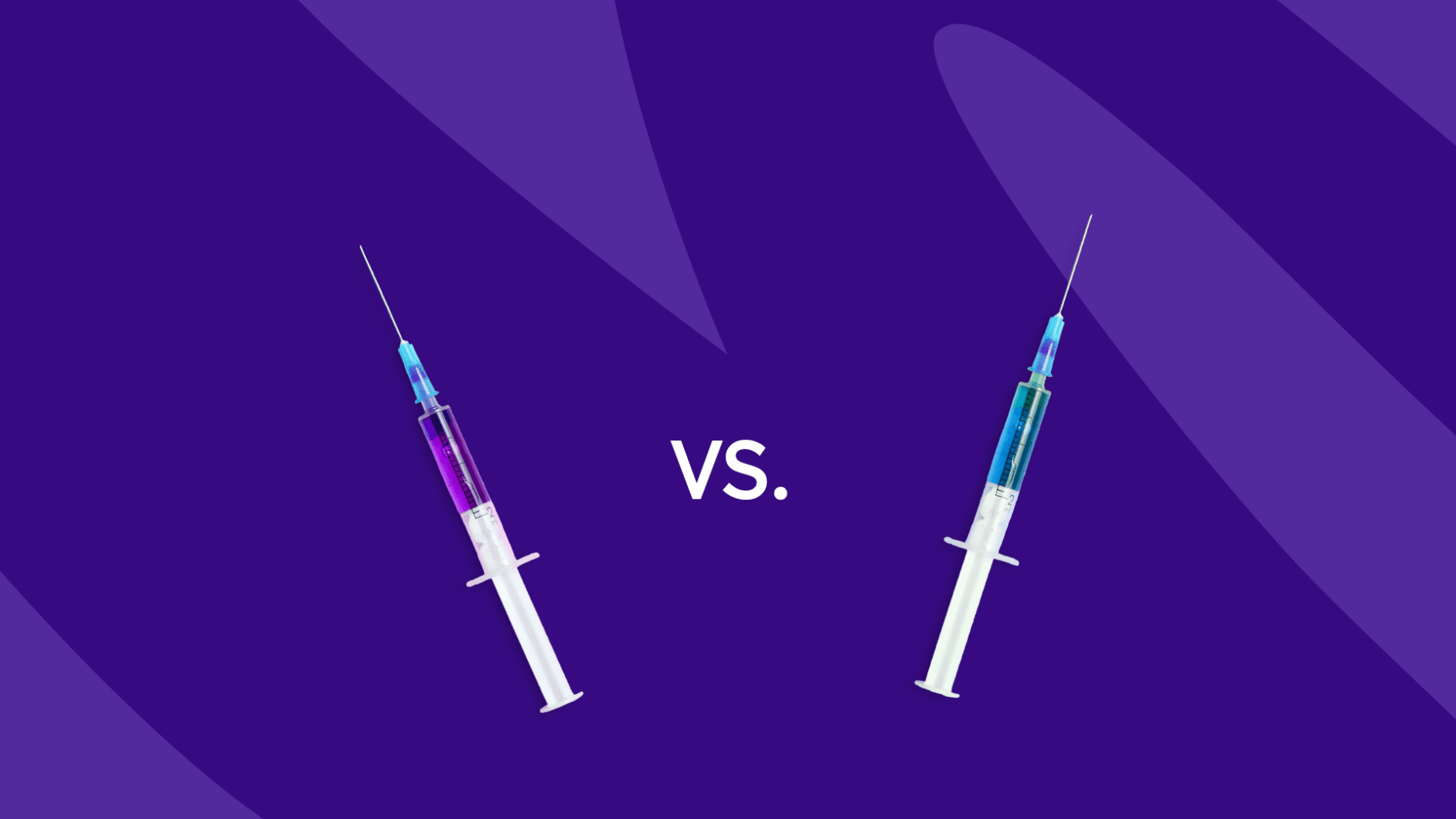Two syringes with "vs." between them: Fiasp vs. Novolog