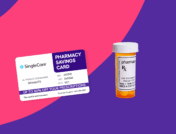 A prescription discount card and prescription bottle: Synjardy is a convenient option for treating Type 2 diabetes, but it can be expensive without insurance or drug coupons