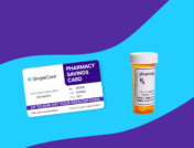 A prescription discount card and prescription bottle: Ajovy copay card and savings guide