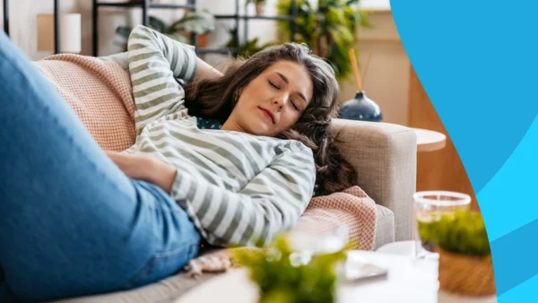 A person sleeping on a couch: Does meloxicam make you sleepy?