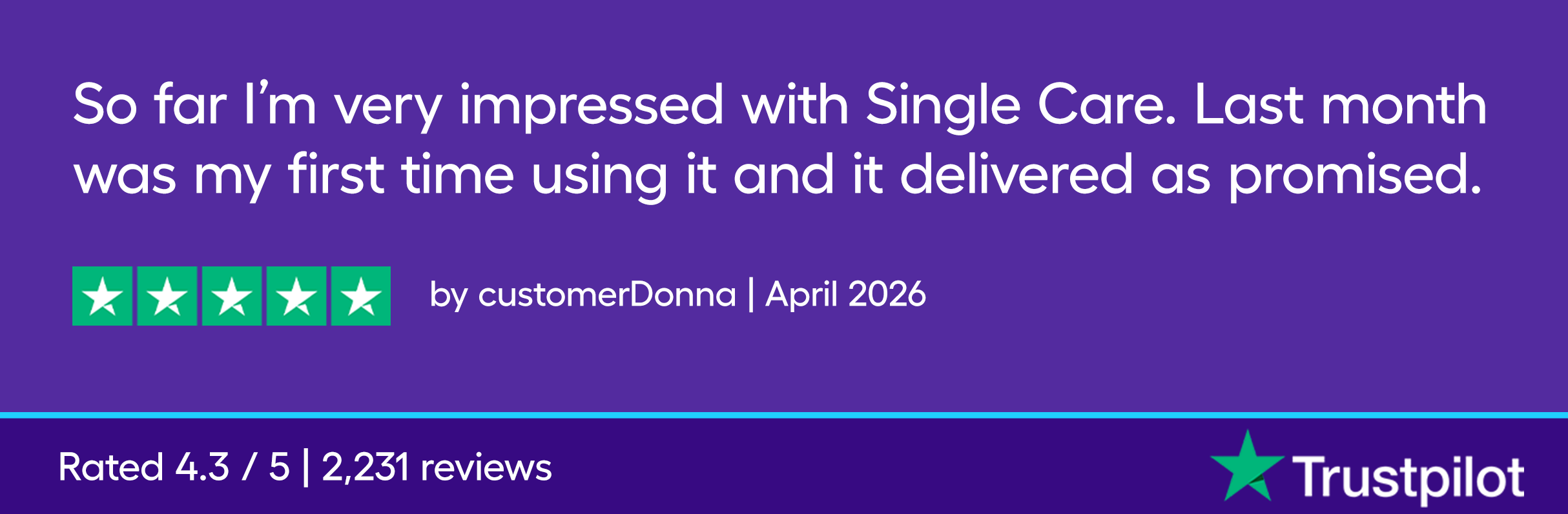 So far I’m very impressed with Single Care. Last month was my first time using it and it delivered as promised