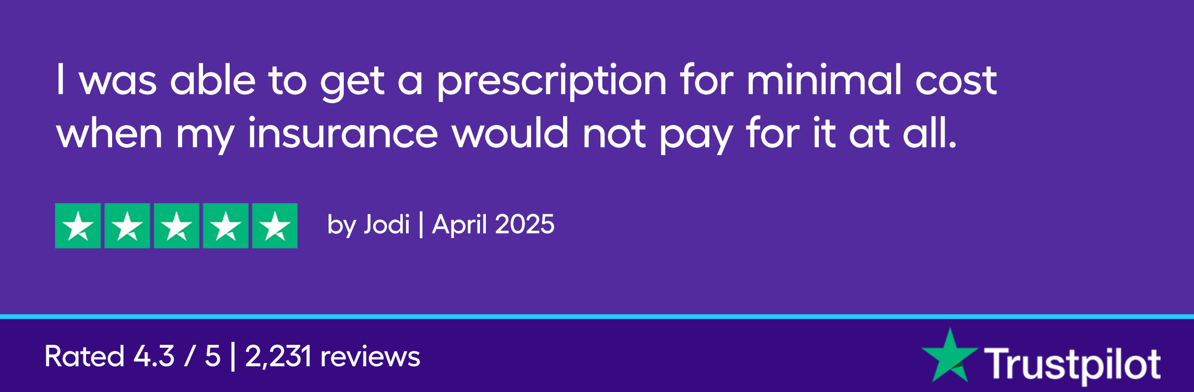 I was able to get a prescription for minimal cost when my insurance would not pay for it at all.