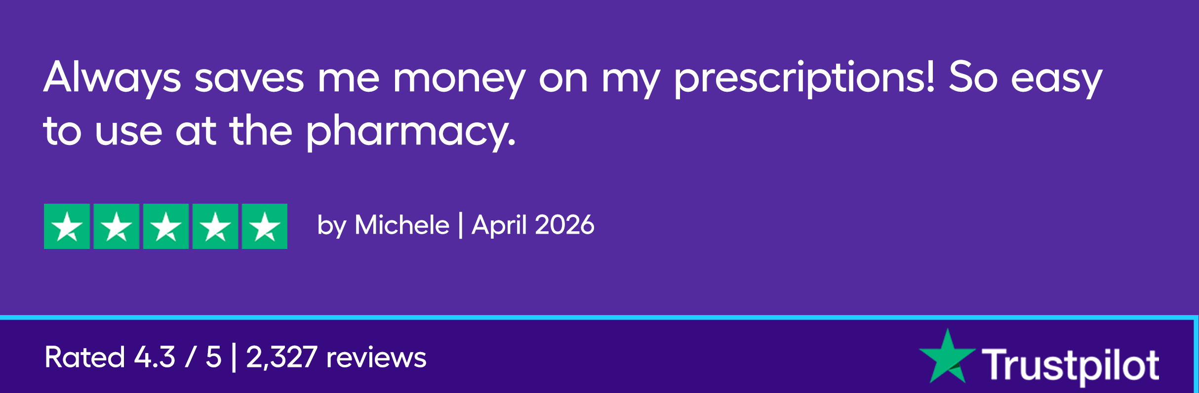 Always saves me money on my prescriptions! So easy to use at the pharmacy.