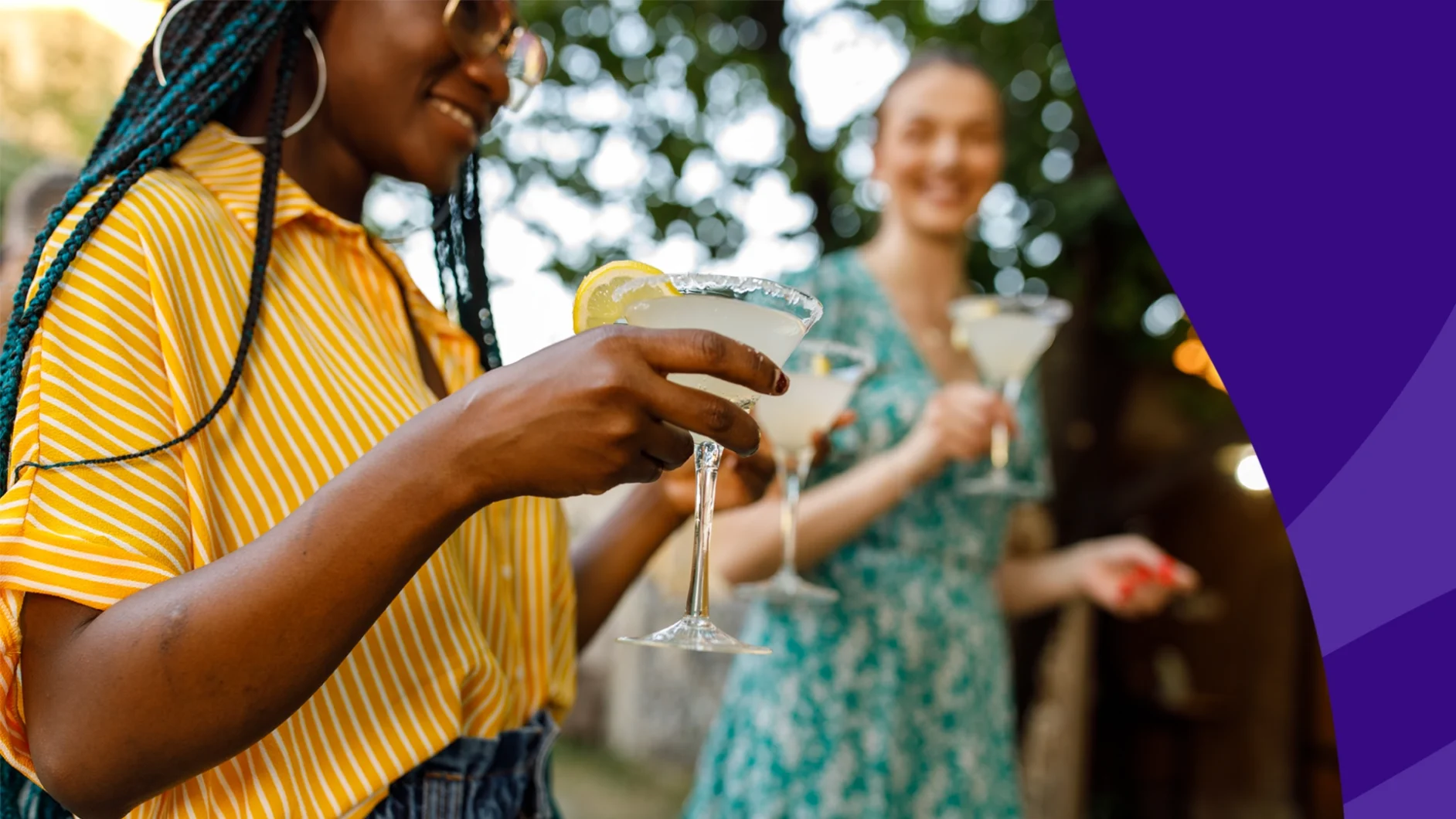A woman holding cocktails, wondering, "Can you mix Benadryl and alcohol?"