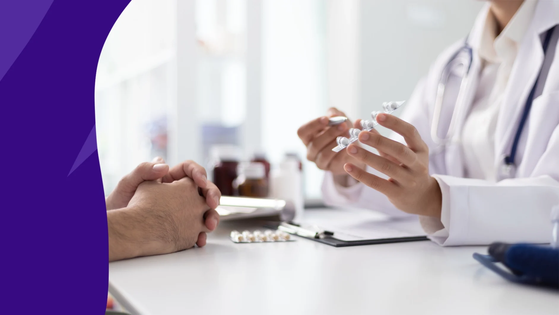 Healthcare provider counseling a patient to represent "Can you take pantoprazole at night"