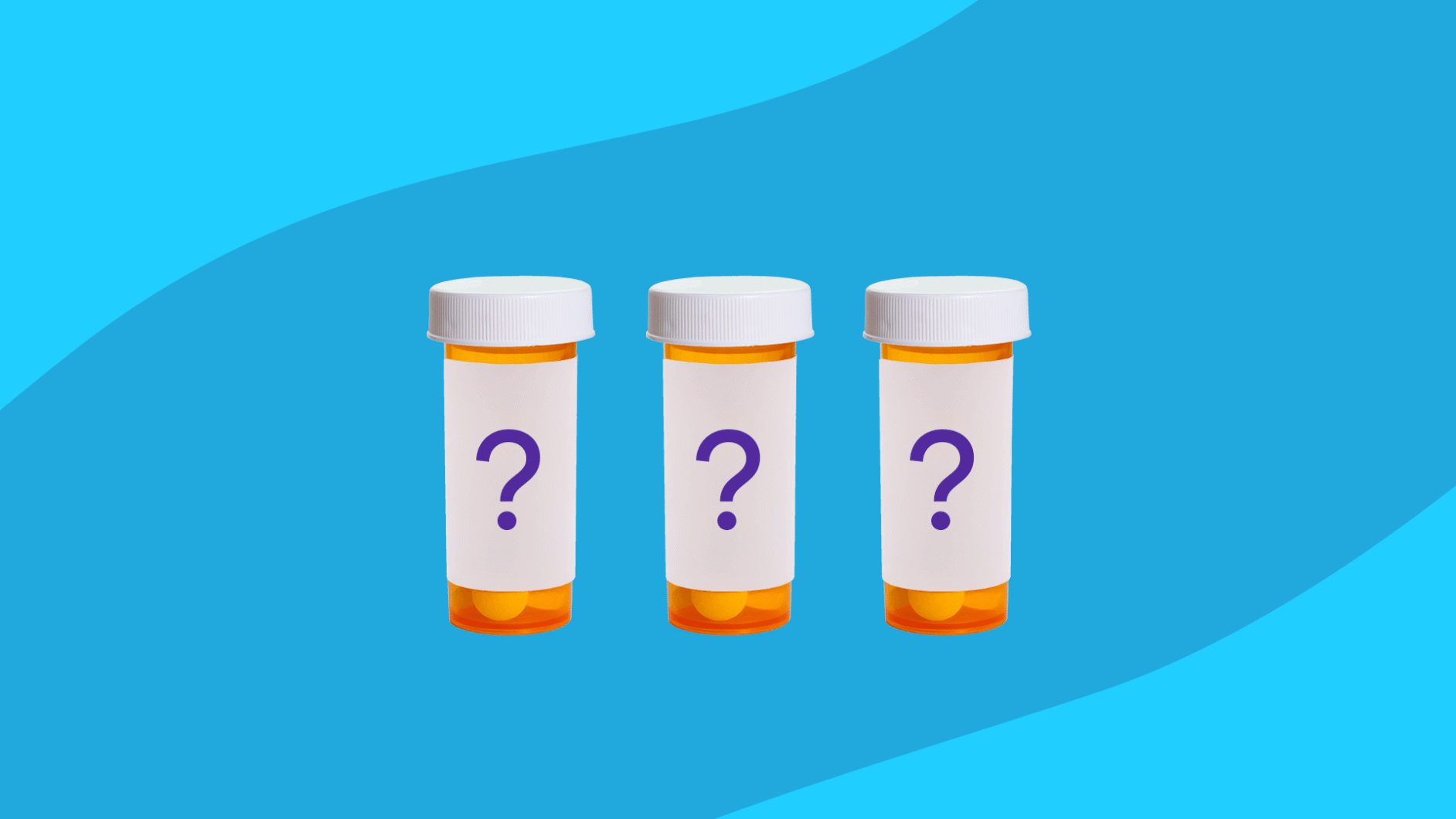 Three prescription bottles with question marks on them: Cialis vs. Viagra price