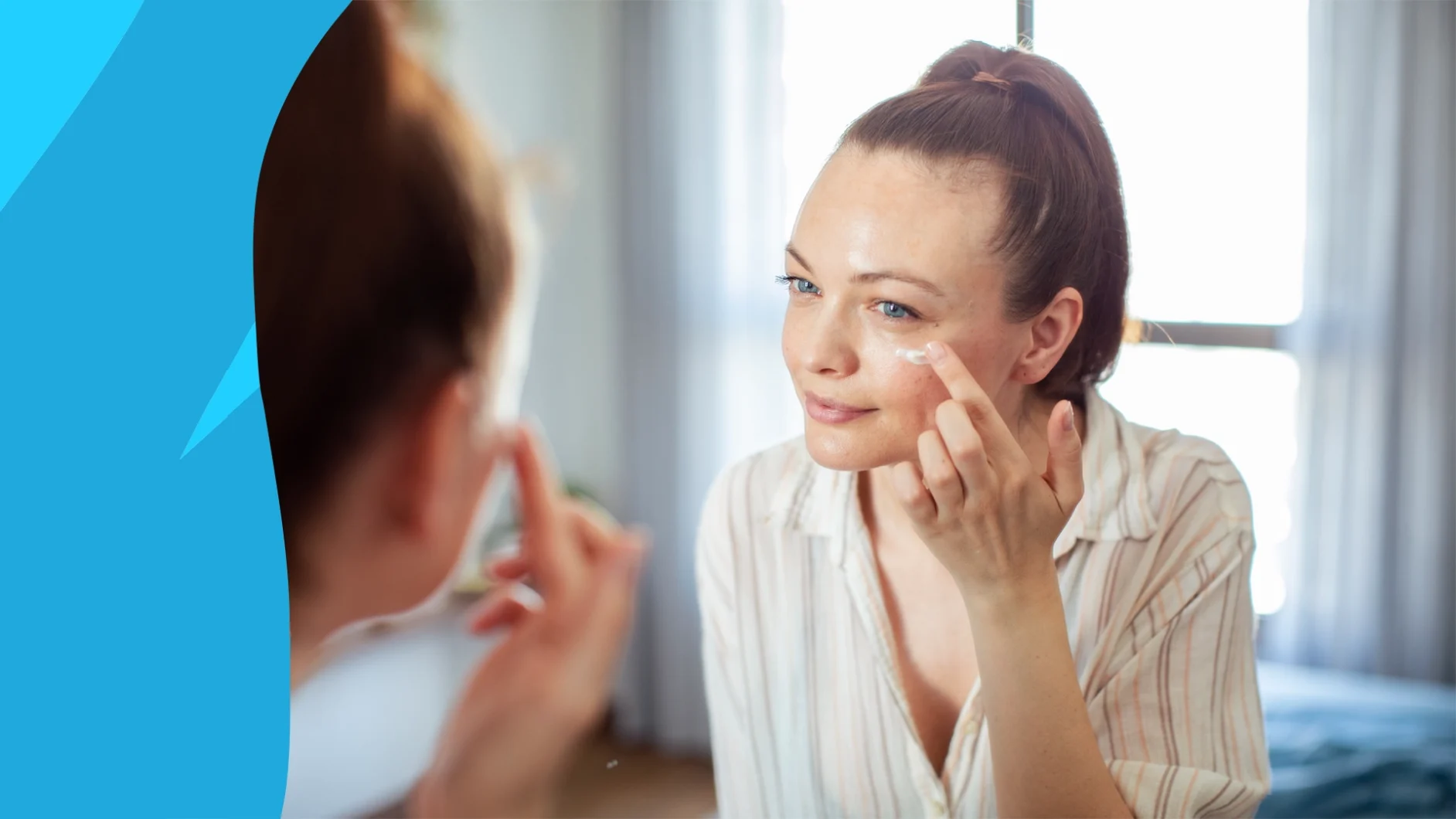 A woman looking in the mirror and wondering, does tretinoin expire?