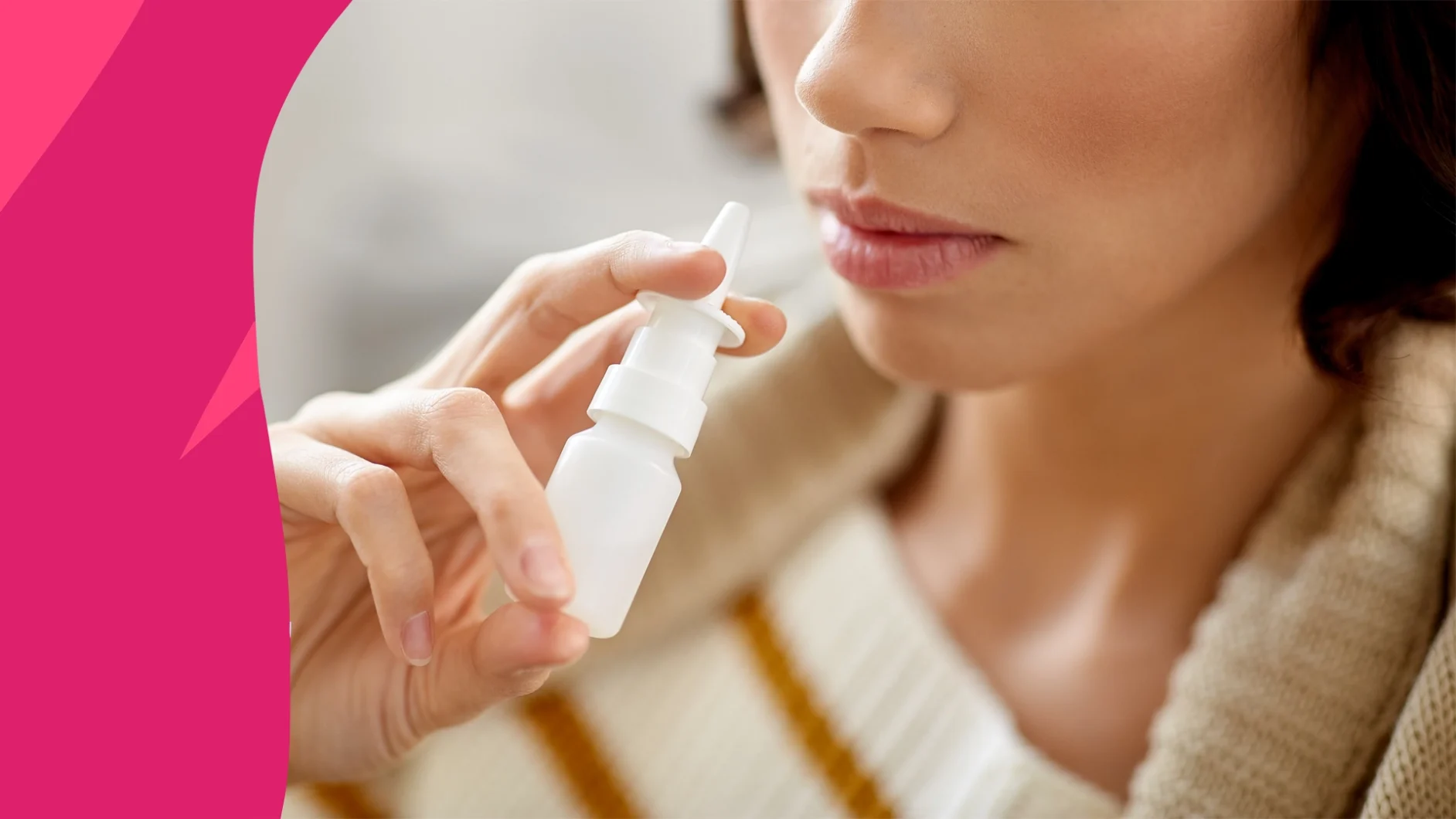 Women holding a nasal spray near her nose to represent is azelastine a steroid?