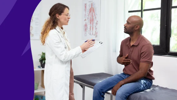 Image of a health care provider consulting with a patient to represent what is digoxin toxicity