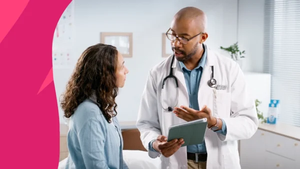 Image of a pharmacist consulting a patient to represent Sunosi alternatives